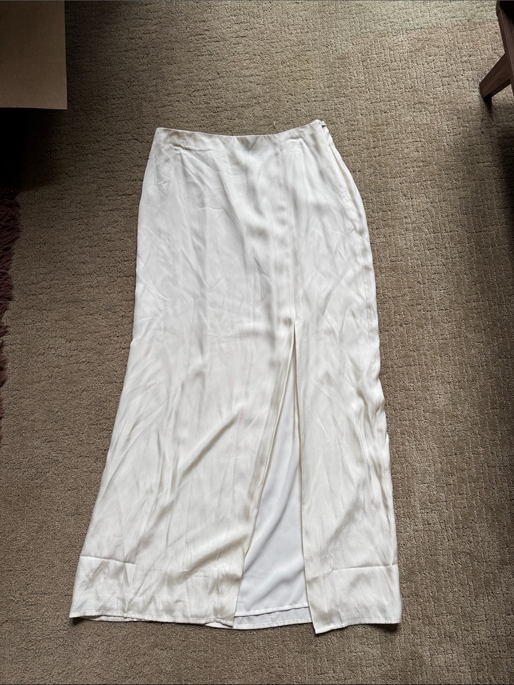 rag & bone Cream Silk Maxi Skirt with Front Slit